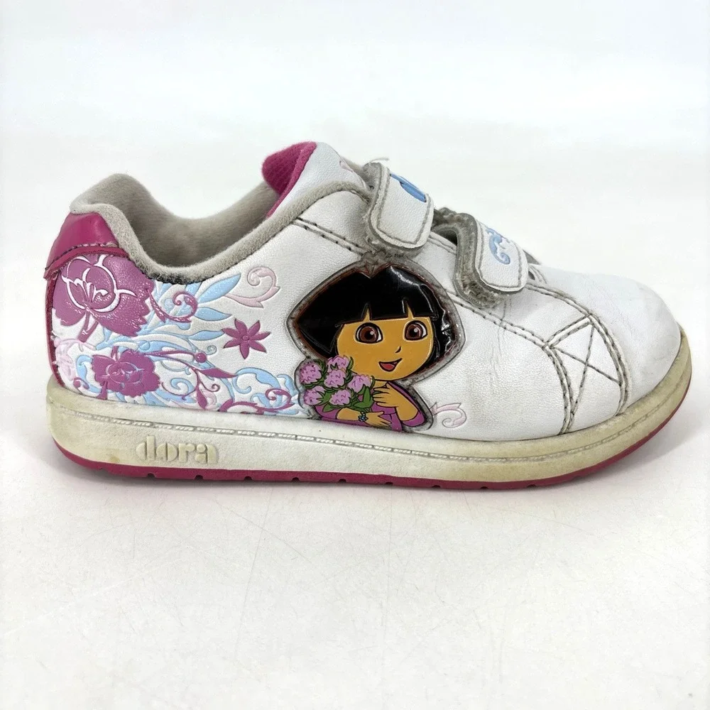 Y2K 2008 Nickelodeon Jr Dora The Explorer White Pink Tennis Shoes Size 11 Girls‎